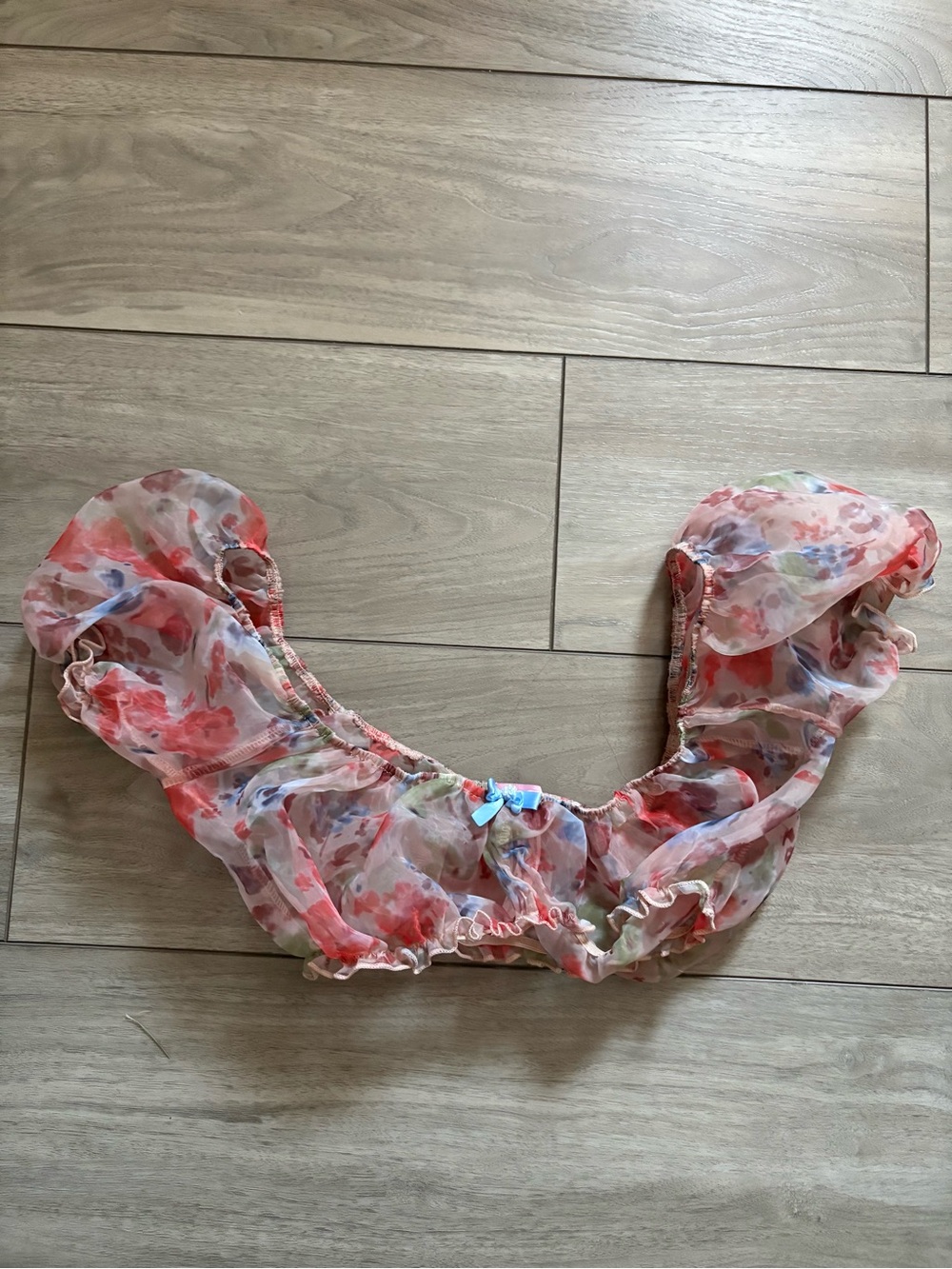 Sheer Floral Ruffle Crop Top